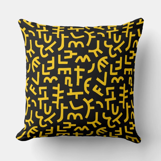 Kuba Style Pattern 121019 - Amber on Black Kussen (Voorkant)