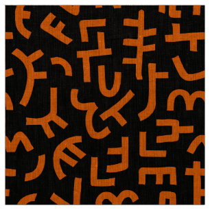 Kuba Style Pattern 121019 - Oranje op zwart Stof