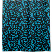 Kuba Style Pattern 121019 - Sky Blue op Black Douchegordijn (Voorkant)