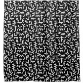 Kuba Style Pattern 121019 - White on Black Douchegordijn (Voorkant)