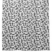 Kuba Style Pattern 121019 - zwart op wit Douchegordijn (Voorkant)