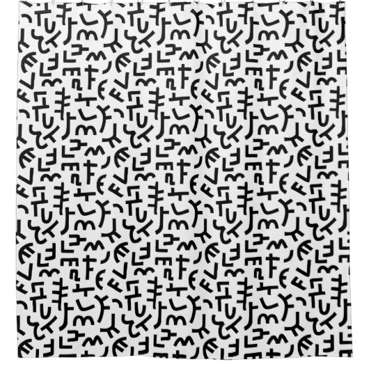 Kuba Style Pattern 121019 - zwart op wit Douchegordijn (Voorkant)
