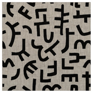 Kuba Style Pattern 121019 - zwart op wit Stof