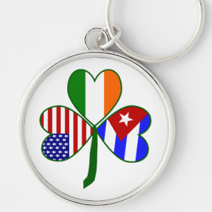 Kubaanse Ierse Amerikaanse vlag Shamrock Sleutelhanger
