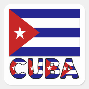Kubaanse Vlag & Woord Donker Vierkante Sticker