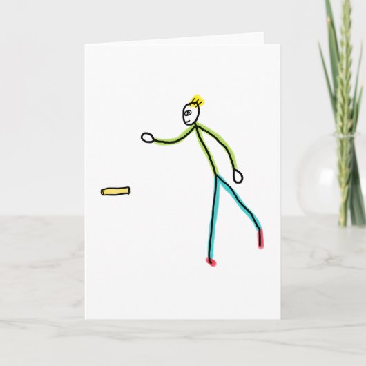 Kubb Playing Stickman Kaart (Voorkant)