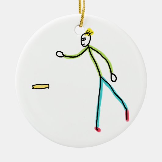 Kubb Playing Stickman Keramisch Ornament (Voorkant)