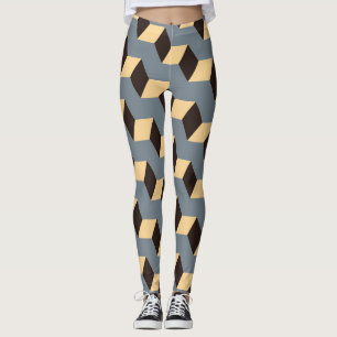 Kubieke trap: geometrisch zilveren Tegel Leggings