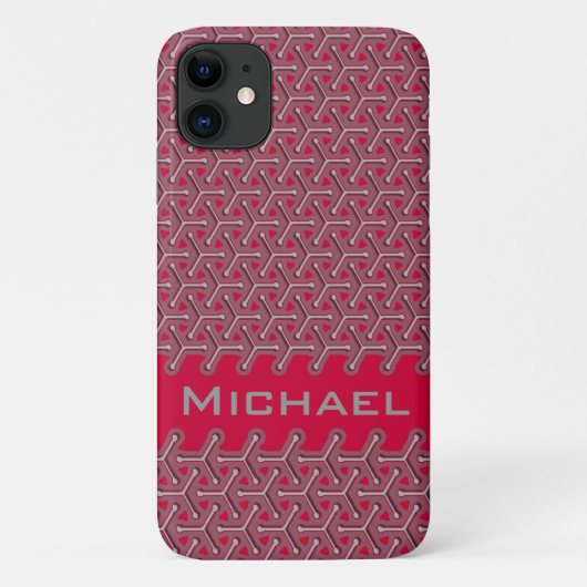 Kubisch jouw naam polymeer rood patroon Case-Mate iPhone case (Achterkant)