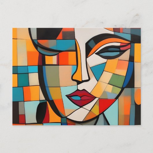 Kubisme Abstract Lady Face Briefkaart (Voorkant)