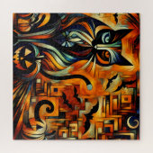 Kubisme Halloween Cat Jigsaw Puzzel (Horizontaal)
