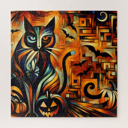 Kubisme Halloween Cat Jigsaw Puzzel (Verticaal)