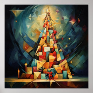 Kubisme Kerstboom Poster