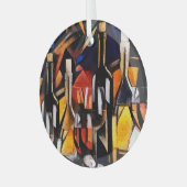 Kubisme Wijn Thema's: Flessen & Druiven Glas Ornament (Voorkant links)