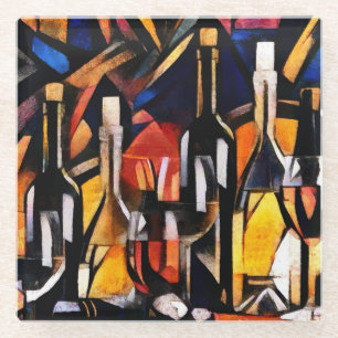Kubisme Wijn Thema's: Flessen & Druiven Glazen Onderzetter