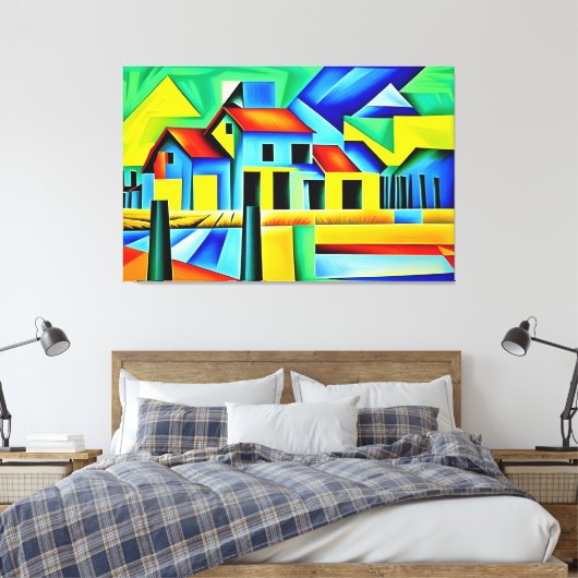 Kubist Boerderij Canvas Print (Insitu (Slaapkamer))