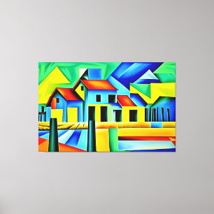 Kubist Boerderij Canvas Print