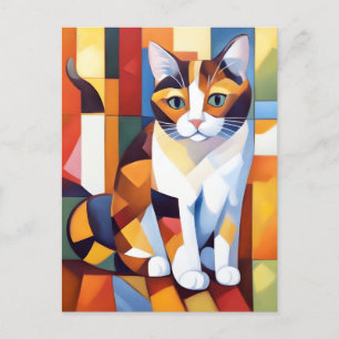 Kubist Calico Cat Art Briefkaart