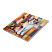 Kubist Calico Cat Art Tegeltje (Zijkant)