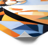 Kubist Calico Cat compositie schilderij Poster (Hoek)