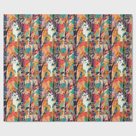 Kubist Kat Carnaval Cadeaupapier (Vlak)