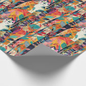 Kubist Kat Carnaval Cadeaupapier (Hoek)