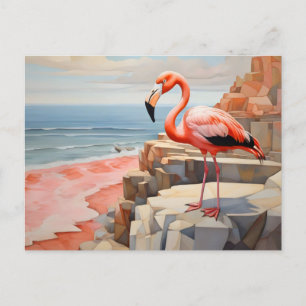 kubistische flamingo briefkaart