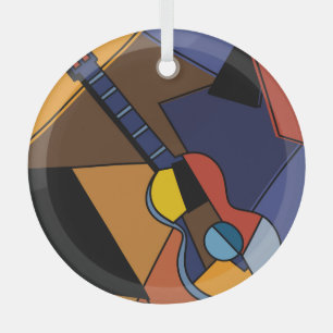 Kubistische gitaar Surrealisme Schilderen. Glas Ornament