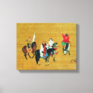 Kublai Khan Hunting, Yuan dynasty Canvas Afdruk