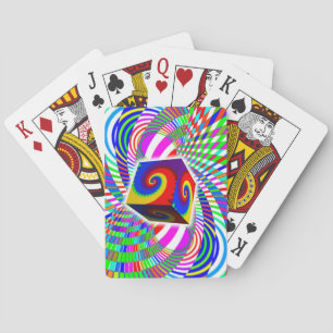Kubus drijvend over Wiskunde kunst Pokerkaarten