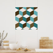 Kubus LG PTN Teals Bruin Crème & Wit Poster (Keuken)
