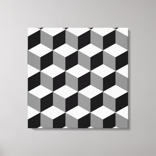 Kubuspatroonzwart wit en grijs canvas afdruk (Voorkant)