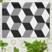 Kubuspatroonzwart wit en grijs theedoek (Gevouwen)