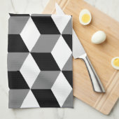 Kubuspatroonzwart wit en grijs theedoek (Quarter Fold)