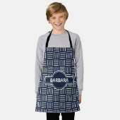 Kubussen Blauw Wit Minimaal Patroon Schort (Gedragen)