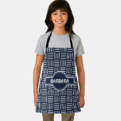 Kubussen Blauw Wit Minimaal Patroon Schort (Insitu)