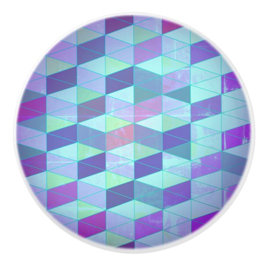 Kubussen in driehoeken geometrisch patroon keramische knop (Voorkant)