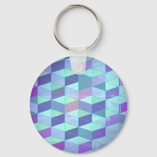 Kubussen in driehoeken geometrisch patroon sleutelhanger