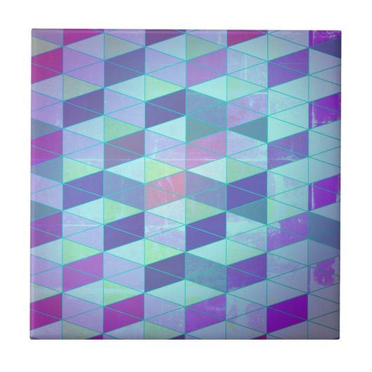 Kubussen in driehoeken geometrisch patroon tegeltje (Voorkant)