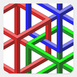 Kubussen Onmogelijke Geometrie Optische Illusie Vierkante Sticker