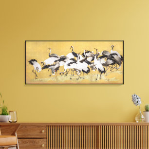 Kudde Kraanvogels (rechterkant) door Ishida Yutei Canvas Afdruk