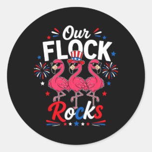 Kudde Rocks Patriottische Flamingo Vuurwerk VS Gra Ronde Sticker