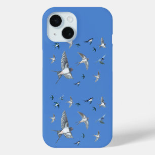 Kudde vliegende Swallow Birds Illustratie Blauw