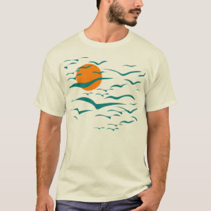 Kudde Vogels en Zonsondergang T-shirt
