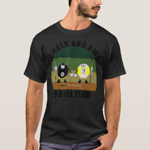Kue-sportpool Billiards Team Chalk en Awe 9 Bal T-shirt