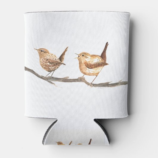 Kuffelvogels waterverf bos in het wild blikjeskoeler (Voorkant)