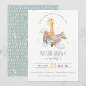 Kuffenblauw vliegend boven Giraffe dierlijk gewas Kaart (Voorkant / Achterkant)