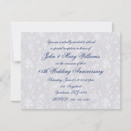 Kühn Damast 45ste Verjaardag 4.25x5.5 Uitnodiging (Achterkant)