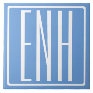 Kühn Modern 3 Initiaal Monogram Zachtblauw Tegeltje