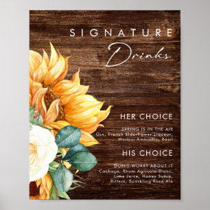 Kühn Zonnebloem   Houten signature dranken Poster